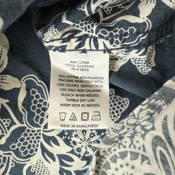 Levis Shirt Mens Large Blue White Floral Reverse Print Button Up Casual Summer - Picture 5 of 8